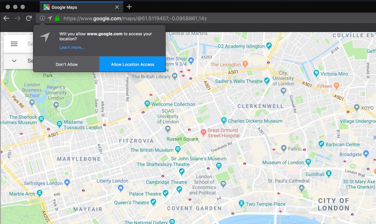 Permissions in Google Maps