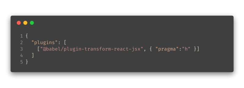 a code snippet showing how plugin-transform-teact-jsx can be setup in a babel config