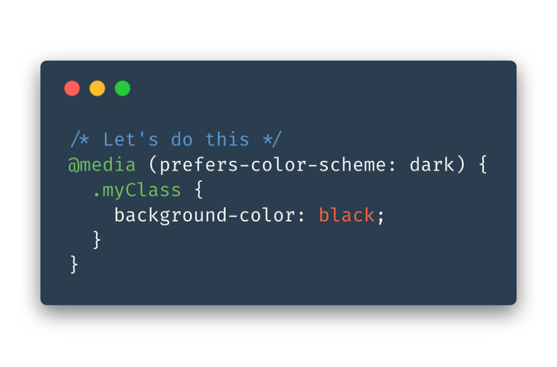 CSS code snippet with prefers-color-scheme: dark